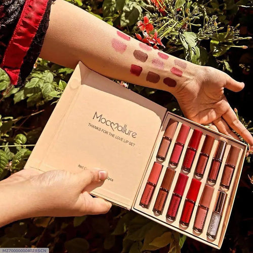 12 Pcs Mocallure High Pigmented Velvet Lip Gloss Set | Long Lasting Multicolor Liquid Lipstick Collection