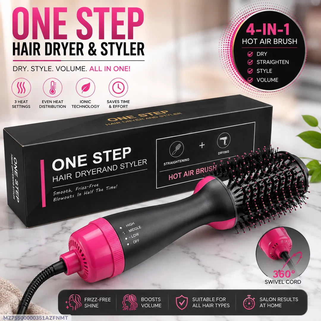 3-in-1 One Step Hot Air Brush Hair Dryer & Styler