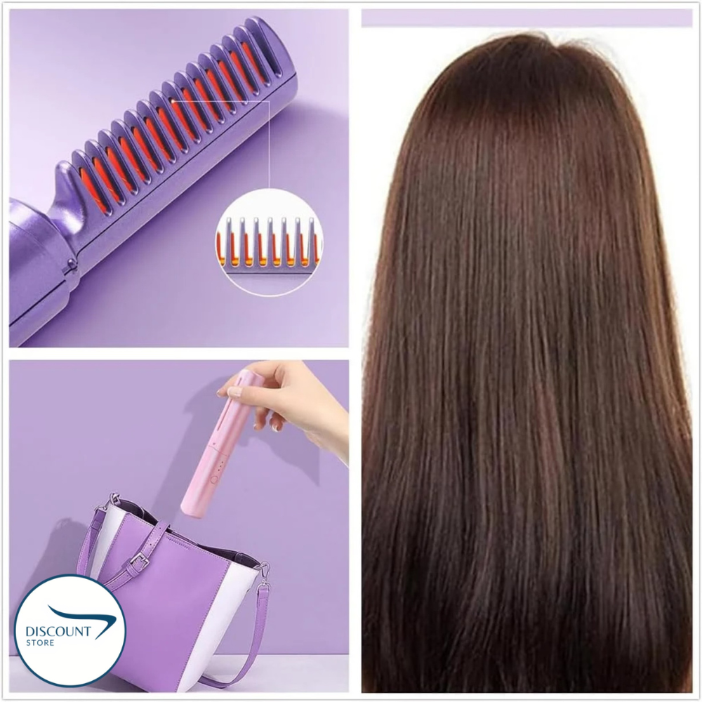 2-in-1 Hair Styling Brush, Straightener, Curler Comb Random Color