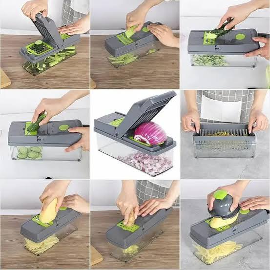 16-In-1 Multifunctional Vegetable Chopper & Slicer With Colander Basket And Storage Container