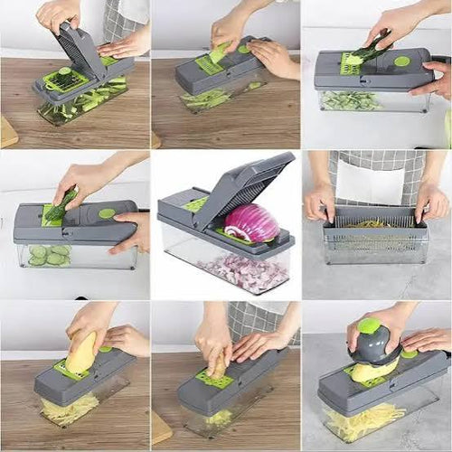 16-In-1 Multifunctional Vegetable Chopper & Slicer With Colander Basket And Storage Container