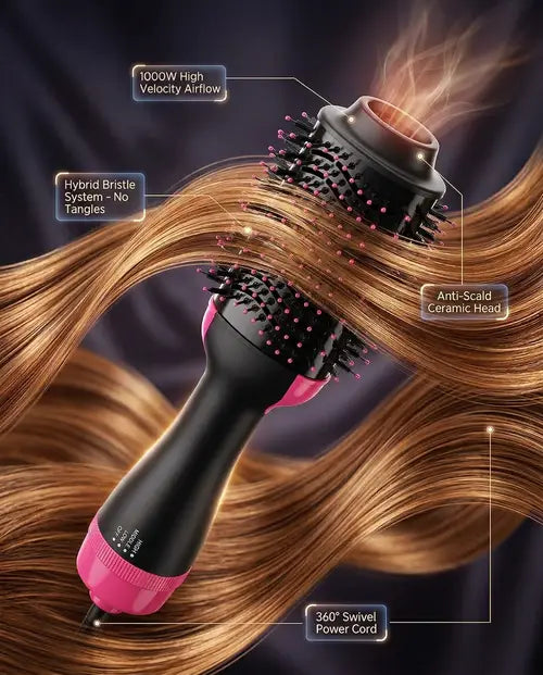 3-in-1 One Step Hot Air Brush Hair Dryer & Styler