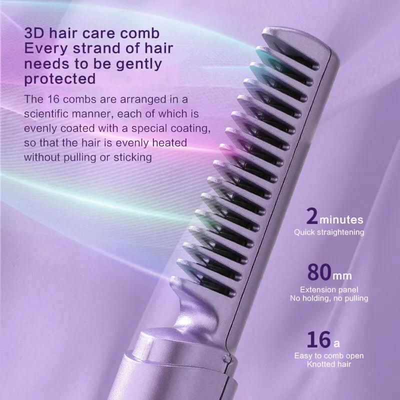 2-in-1 Hair Styling Brush, Straightener, Curler Comb Random Color